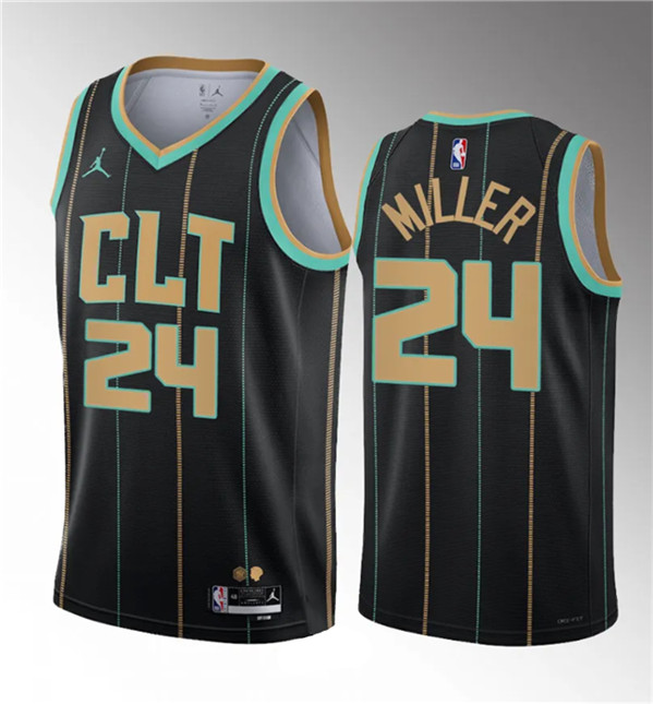 Charlotte Hornets #24 Brandon Miller Black 2023 Draft City Edition Stitched Jersey - Zenithce