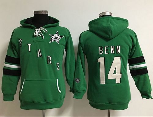Dallas Stars #14 Jamie Benn Green Women's Old Time Heidi Hoodie NHL Hoodie - Zenithce