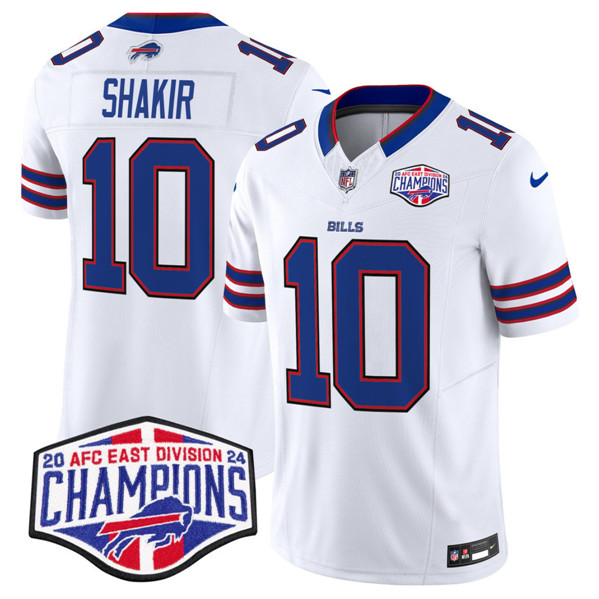 Buffalo Bills #10 Khalil Shakir White 2024-25 F.U.S.E. AFC East Division Champions Patch Limited Stitched Jersey - Zenithce