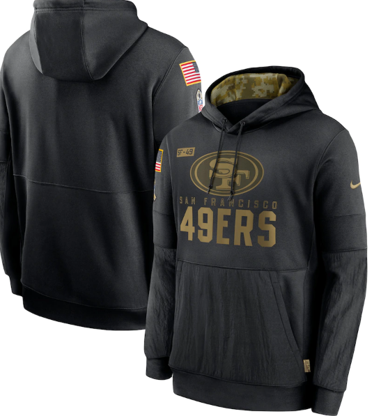 Youth San Francisco 49ers Black 2020 Salute To Service Therma Pullover Hoodie - Zenithce