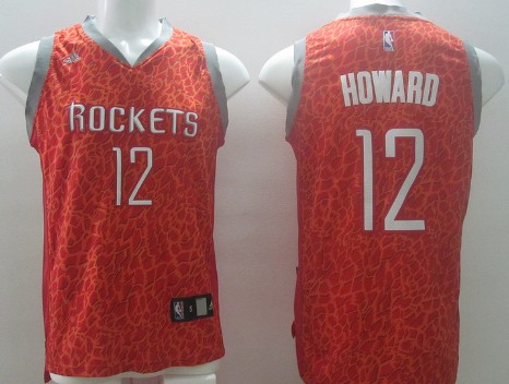 Houston Rockets #12 Dwight Howard Red Leopard Print Fashion Jersey - Zenithce