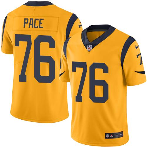 Rams #76 Orlando Pace Gold Stitched Limited Rush Nike Jersey - Zenithce