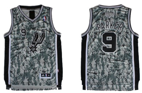 San Antonio Spurs #9 Tony Parker Revolution 30 Swingman Camo Jersey - Zenithce