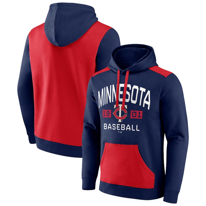Minnesota Twins Navy Red Chip In Pullover Hoodie - Zenithce