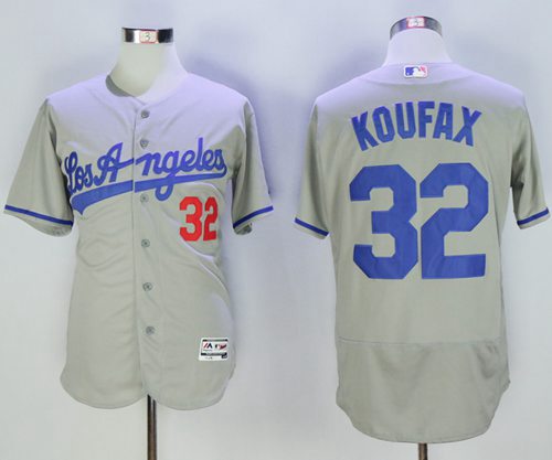 Dodgers #32 Sandy Koufax Grey Flexbase Authentic Collection Road Stitched Jersey - Zenithce
