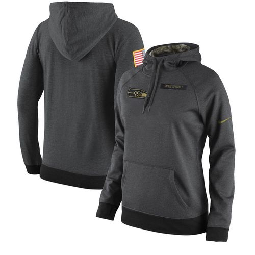Women's Seattle Seahawks Nike Anthracite Salute To Service Player Performance Hoodie - Zenithce