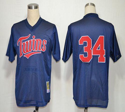 Mitchell And Ness 1991 Twins #34 Kirby Puckett Navy Blue Stitched Jersey - Zenithce