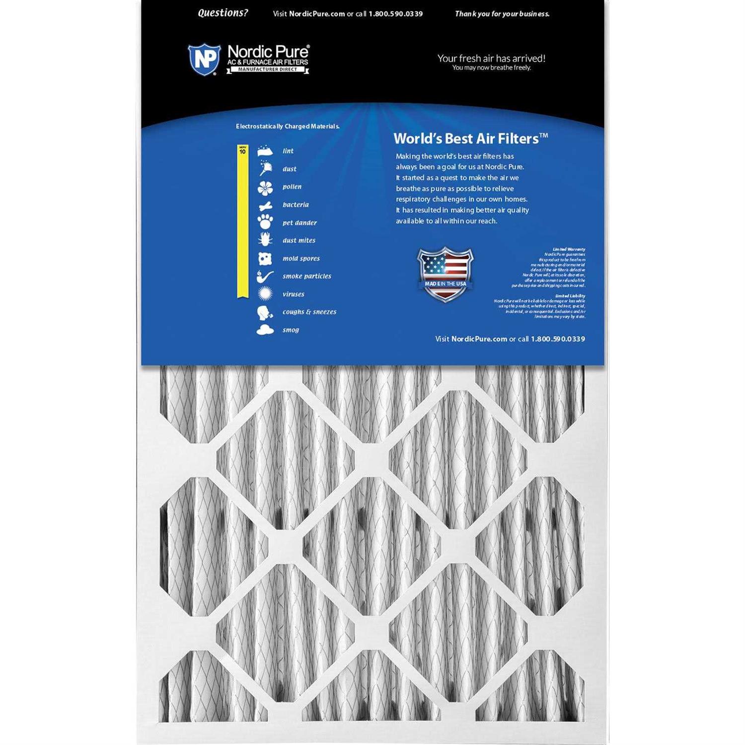Nordic Pure MERV Pleated Plus Carbon AC Furnace Air Filters - Zenithce