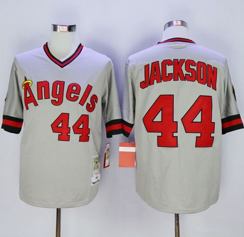 Mitchell And Ness Angels Of Anaheim #44 Reggie Jackson Stitched Grey Jersey - Zenithce