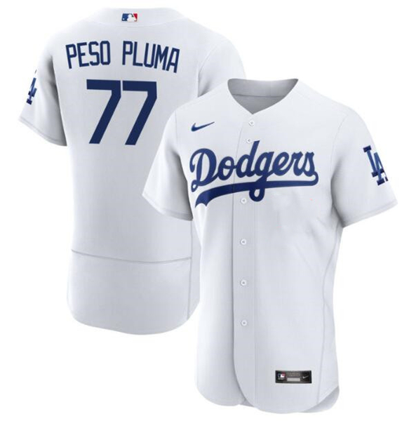 Los Angeles Dodgers #77 Peso Pluma White Flex Base Stitched Jersey - Zenithce