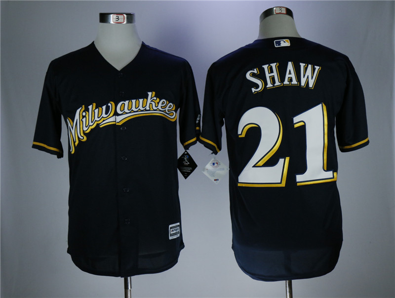 Milwaukee Brewers #21 Travis Shaw Navy Coolbase Stitched Jersey - Zenithce