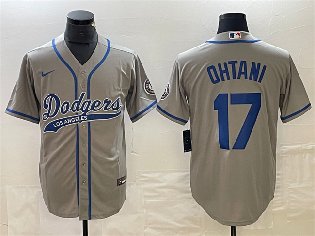 Los Angeles Dodgers #17 Shohei Ohtani Gray Cool Base With Patch Stitched Jersey - Zenithce