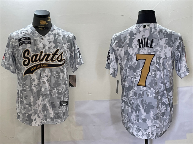 New Orleans Saints #7 Taysom Hill 2024 Arctic Camo Salute To Service Stitched Jersey - Zenithce