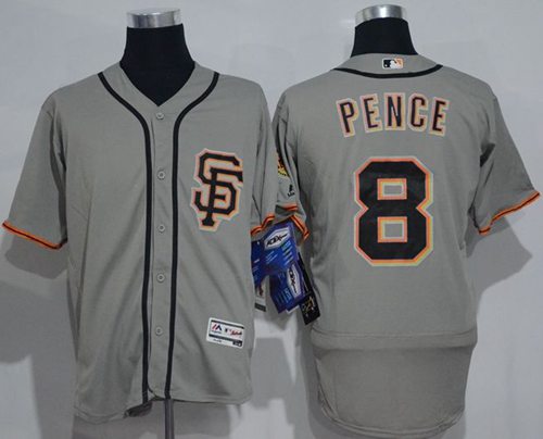 Giants #8 Hunter Pence Grey Flexbase Authentic Collection Road 2 Stitched Jerseys - Zenithce