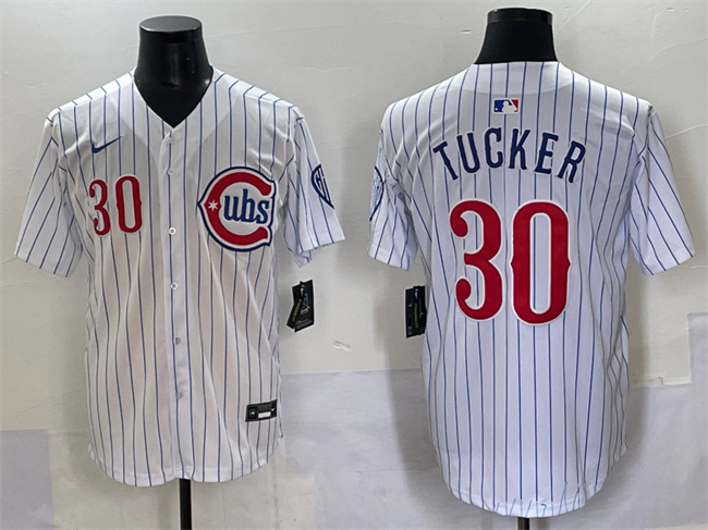 Chicago Cubs #30 Kyle Tucker White Pinstripe 2nd Alternate Limited Stitched Jersey - Zenithce