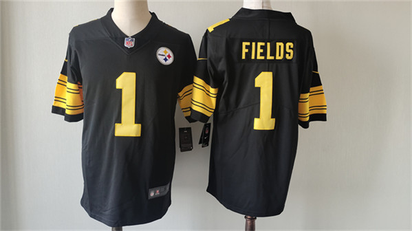 Pittsburgh Steelers #1 Justin Fields Black Color Rush Limited Stitched Jersey - Zenithce
