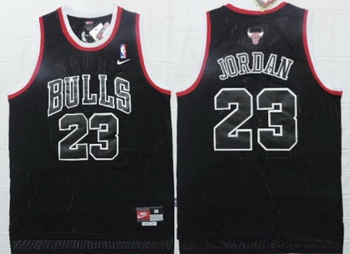 Chicago Bulls #23 Michael Jordan All Black With White Outline Soul Swingman Jersey - Zenithce