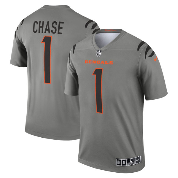 Cincinnati Bengals #1 Ja'Marr Chase Gray Stitched Jersey - Zenithce