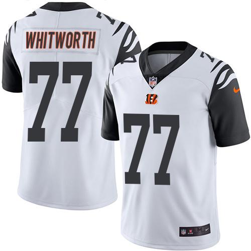 Bengals #77 Andrew Whitworth White Stitched Limited Rush Nike Jersey - Zenithce