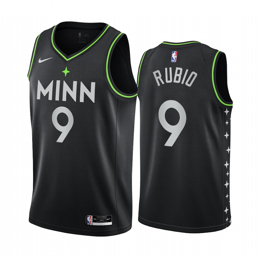 Timberwolves #9 Ricky Rubio Black Swingman 2020-21 City Edition Jersey - Zenithce