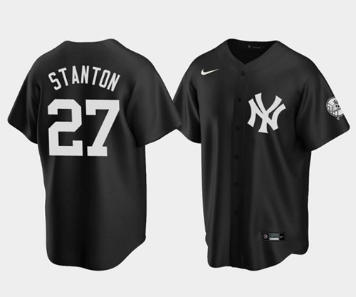 New York Yankees #27 Giancarlo Stanton Black Cool Base Stitched Jersey - Zenithce