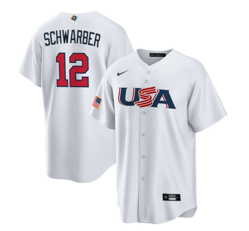 USA #12 Kyle Schwarber 2023 White World Classic Stitched Jersey - Zenithce