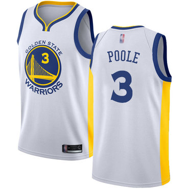 Warriors #3 Jordan Poole White Swingman Association Edition Jersey - Zenithce