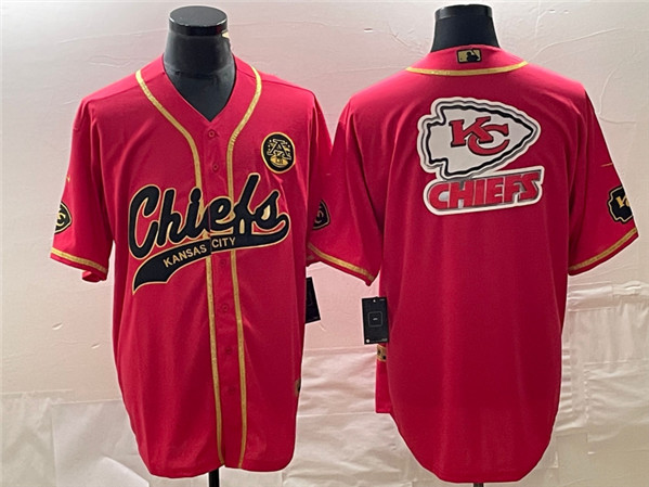 Kansas City Chiefs Red Gold Team Big Logo With Patch Cool Base Stitched Jersey - Zenithce