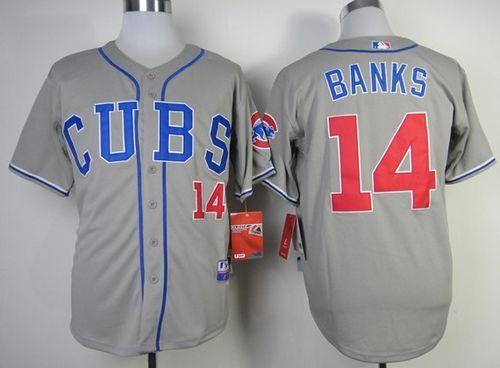 Cubs #14 Ernie Banks Grey Alternate Road Cool Base Stitched Jersey - Zenithce