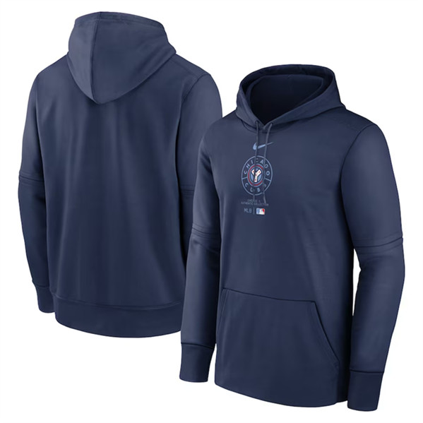 Chicago Cubs Navy Collection Practice Performance Pullover Hoodie - Zenithce