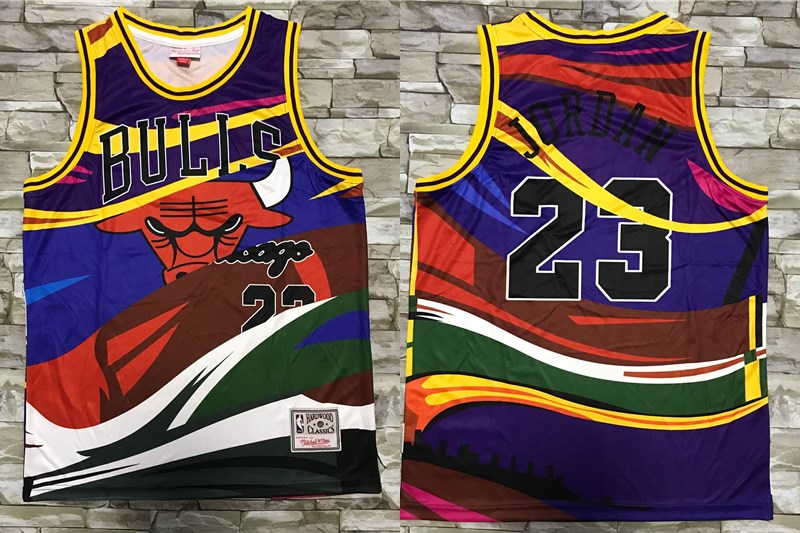 Chicago Bulls #23 Michael Jordan Multi Color Hardwood Classics Soul Swingman Throwback Printed Jersey - Zenithce