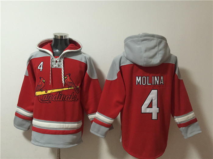 St.Louis Cardinals #4 Yadier Molina Ageless Must-Have Lace-Up Pullover Hoodie - Zenithce