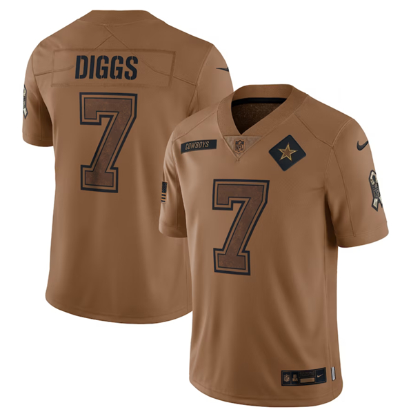 Dallas Cowboys #7 Trevon Diggs 2023 Brown Salute To Service Limited Stitched Jersey - Zenithce