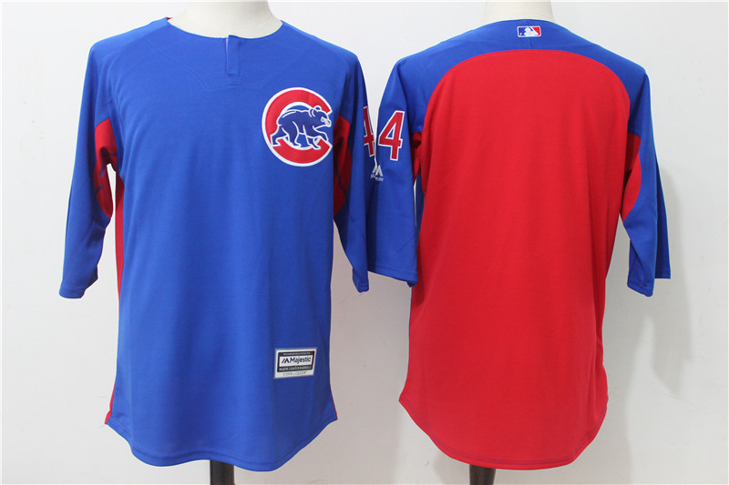 Chicago Cubs #44 Anthony Rizzo Blue Red Authentic Collection On-Field 3/4 Sleeve Batting Practice Stitched Jersey - Zenithce