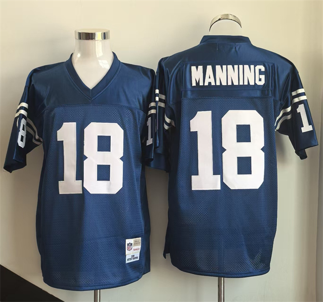 Indianapolis Colts #18 Peyton Manning Blue Throwback Stitched Jersey - Zenithce