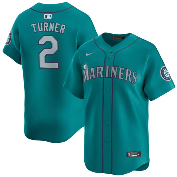 Seattle Mariners #2 Justin Turner Aqua Alternate Limited Stitched Jersey - Zenithce