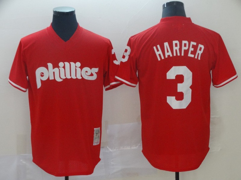 Philadelphia Phillies #3 Bryce Harper Red Cool Base Stitched Jersey - Zenithce