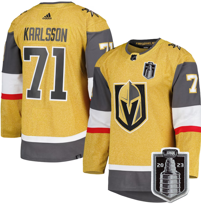 Vegas Golden Knights #71 William Karlsson Gold 2023 Stanley Cup Final Stitched Jersey - Zenithce