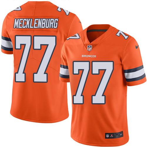 Broncos #77 Karl Mecklenburg Orange Stitched Limited Rush Nike Jersey - Zenithce