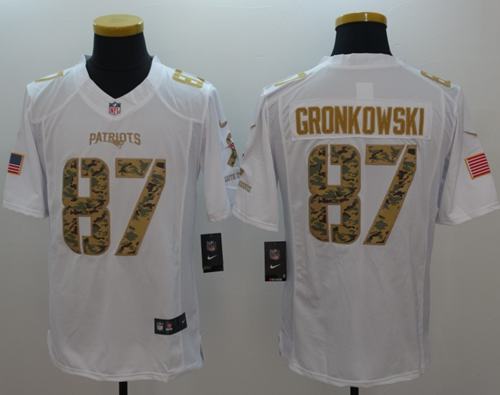 Patriots #87 Rob Gronkowski White Stitched Limited Salute To Service Nike Jersey - Zenithce