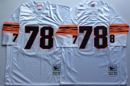 Mitchell And Ness Bengals #78 Anthony Munoz White Throwback Stitched Jersey - Zenithce