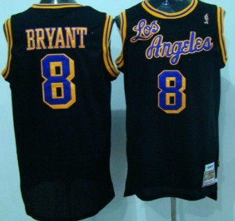 Los Angeles Lakers #8 Kobe Bryant Los Black Swingman Throwback Jersey - Zenithce