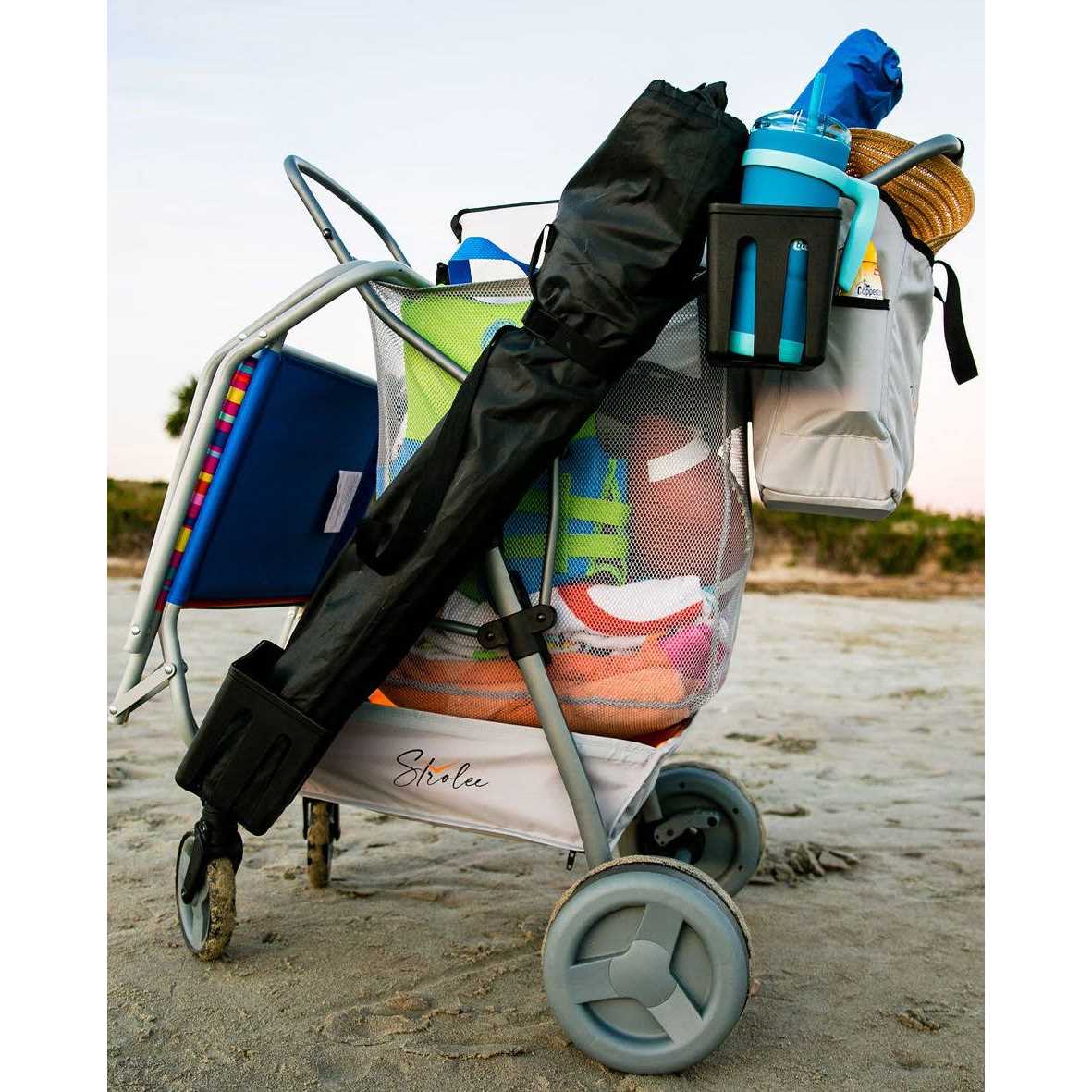 Strolee Large Wheeled Collapsible Beach Cart for Soft Sand Fishing - Zenithce