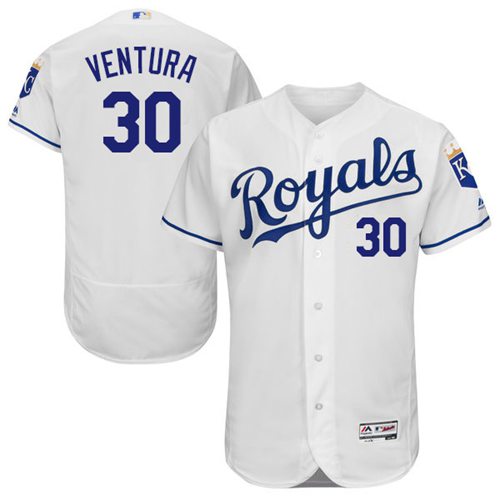 Royals #30 Yordano Ventura White Flexbase Authentic Collection Stitched Jersey - Zenithce