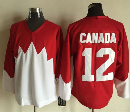Olympic CA. #12 Canada Red White 1972 Commemorative CCM Stitched Jersey - Zenithce