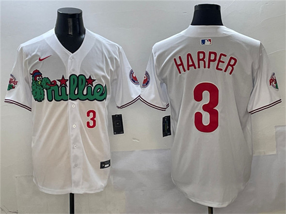 Philadelphia Phillies #3 Bryce Harper White Phanatic Limited Stitched Jersey - Zenithce