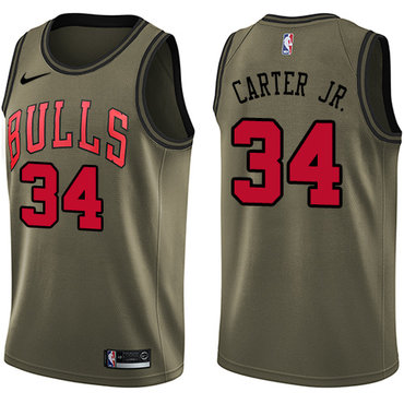 Chicago Bulls #34 Wendell Carter Jr. Green Swingman Salute to Service Jersey - Zenithce