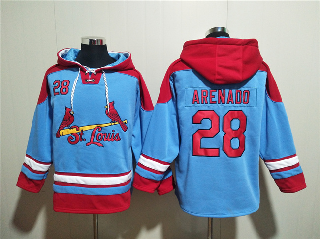 St.Louis Cardinals #28 Nolan Arenado Blue Ageless Must-Have Lace-Up Pullover Hoodie - Zenithce