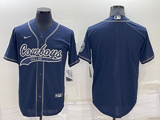 Dallas Cowboys Customized Navy Cool Base Stitched Baseball Jersey - Zenithce