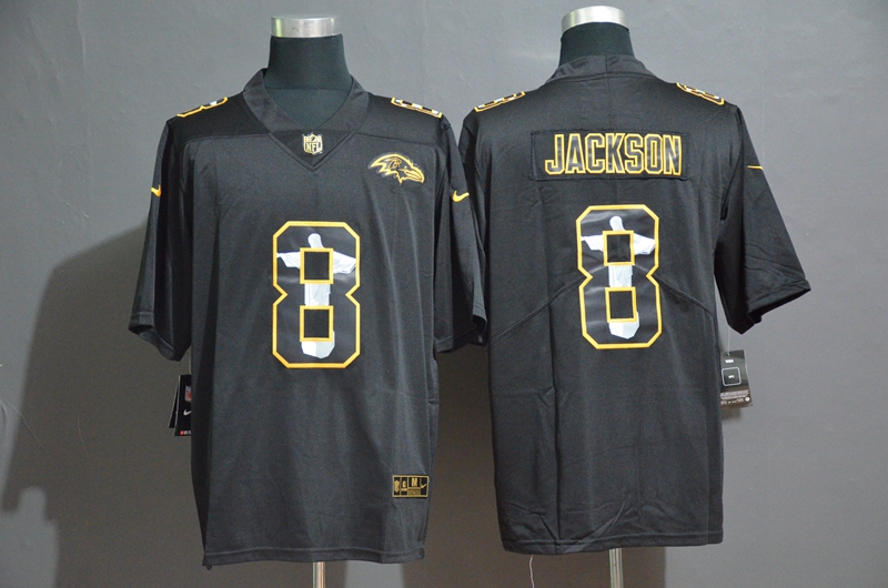 Baltimore Ravens #8 Lamar Jackson Black Jesus Faith Edition Stitched Limited Jersey - Zenithce